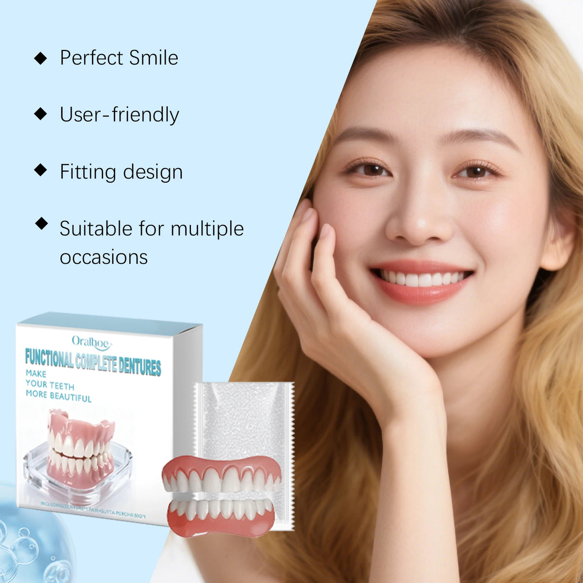 Temporary Cosmetic Denture Set for Instant Smile Transformation