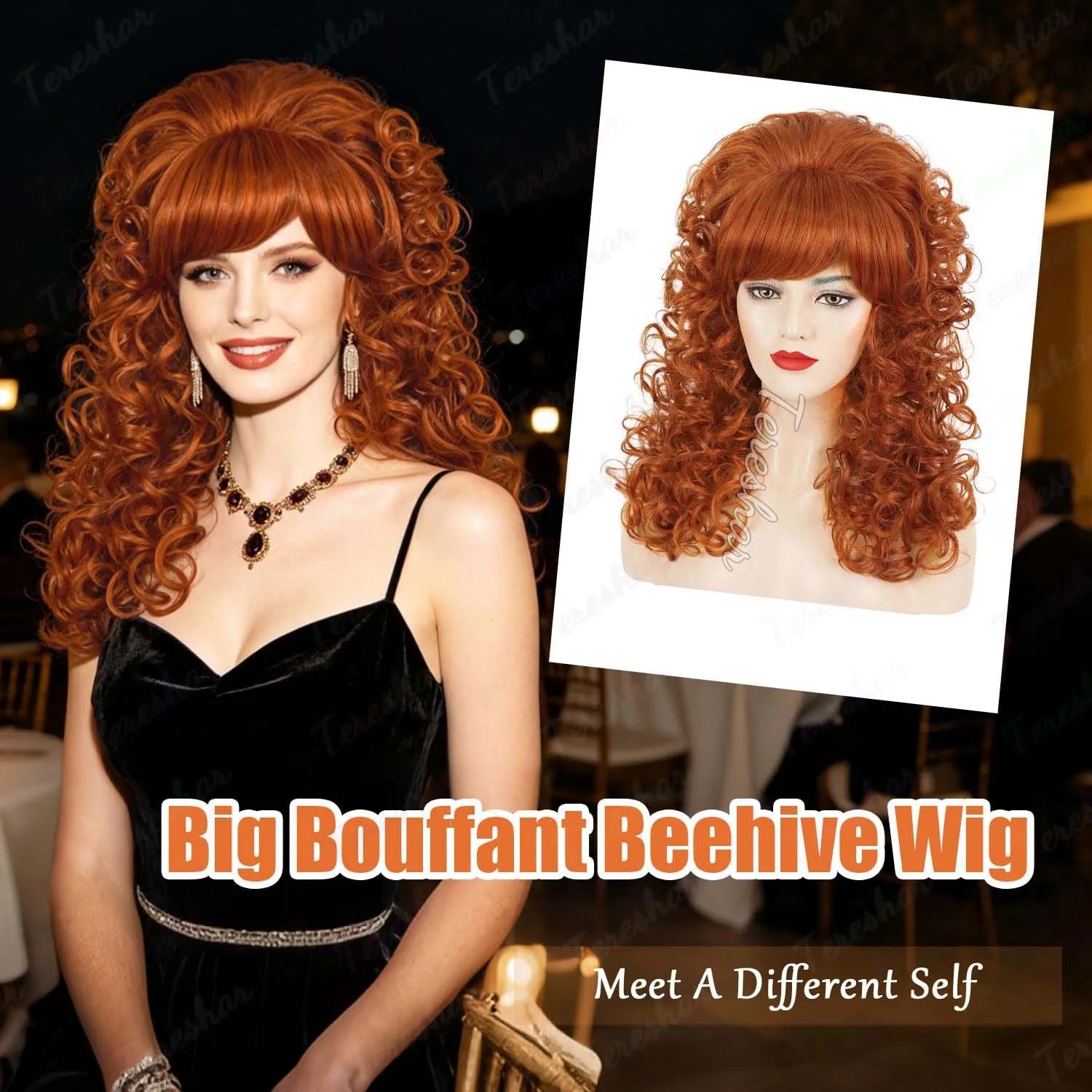 Voluminous Retro Curly Wig for 80s Parties and Vintage Cosplay - 5