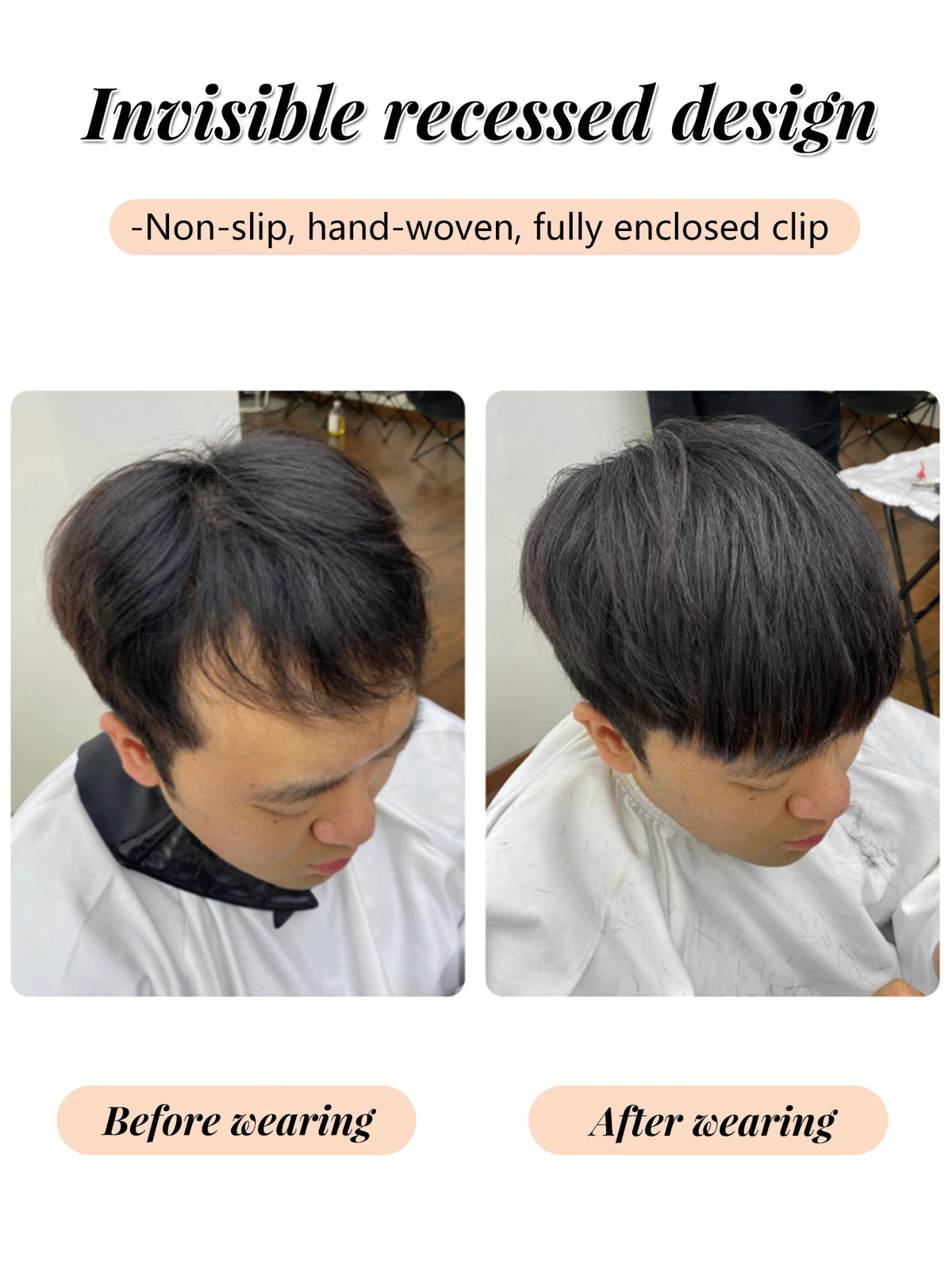Clip-In Hair Bangs for Men High Forehead Coverage