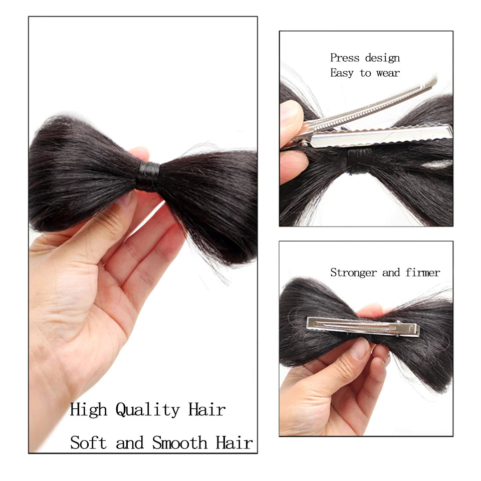 Synthetic Hair Bow Claw Clip Updo Hairpiece - 3