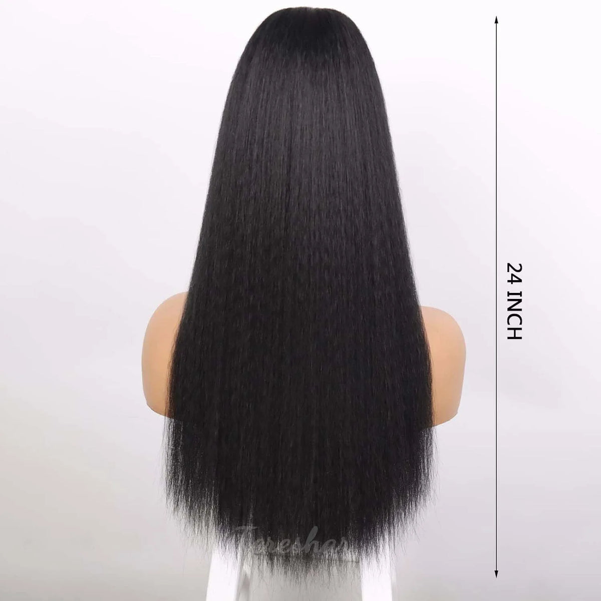 Long Yaki Straight Ponytail Extension with Bangs for Daily Hair Styling