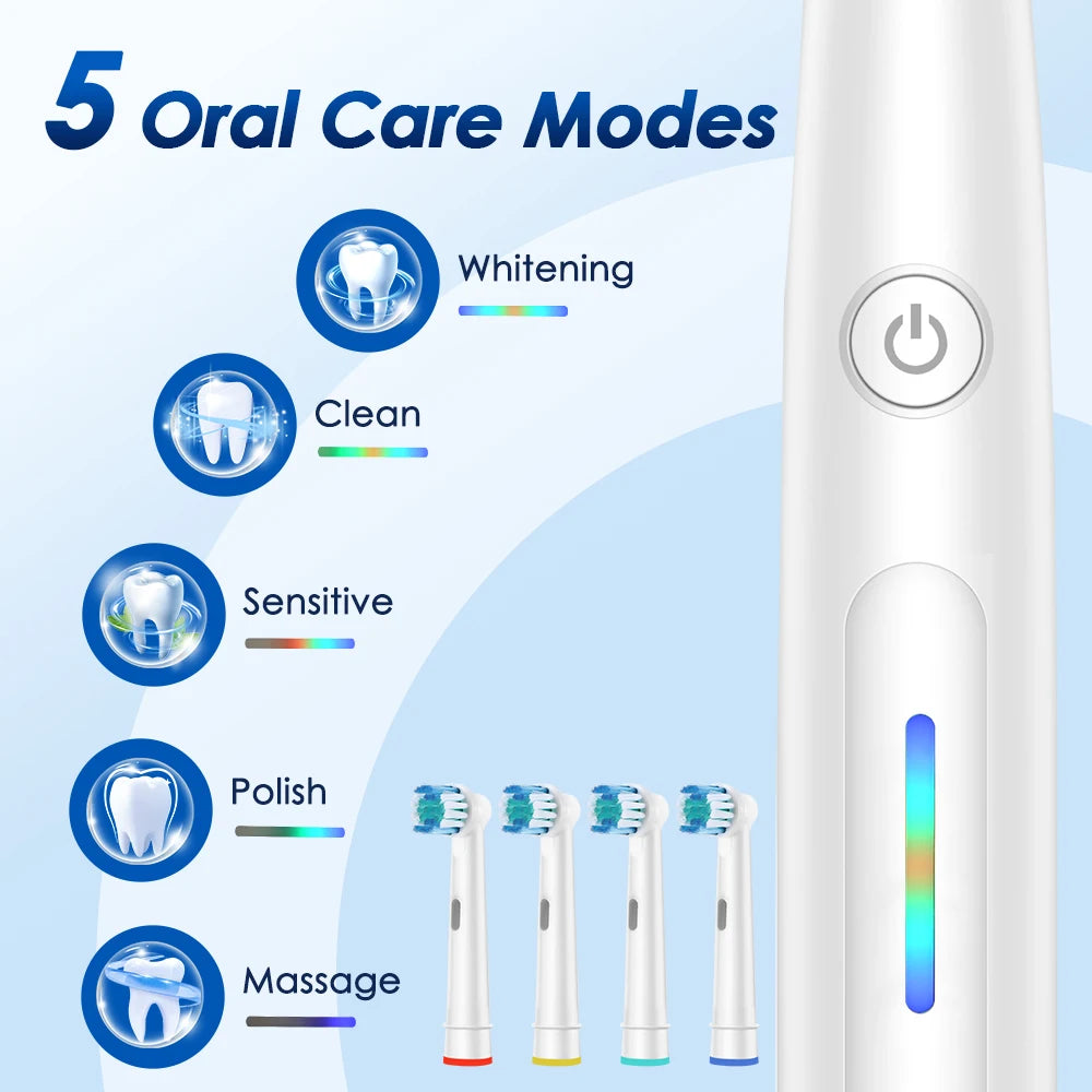 3D Rotating Electric Toothbrush for Adults with 5 Deep Cleaning Modes - 4