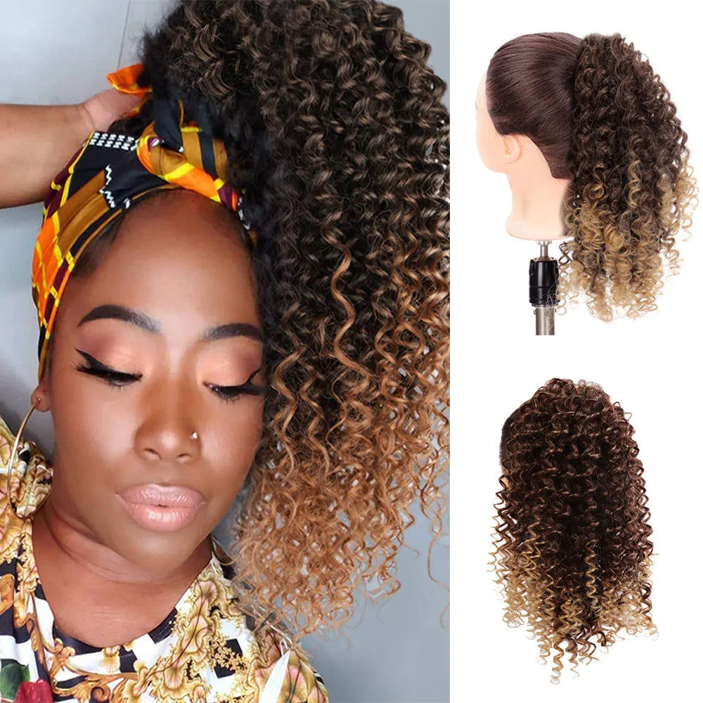 Afro Kinky Curly Drawstring Ponytail Extension - 34