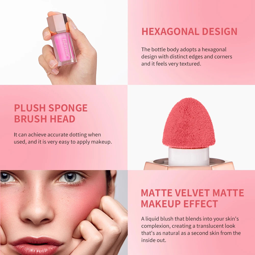 Waterproof Liquid Blush with Built-in Applicator for Natural Matte Finish