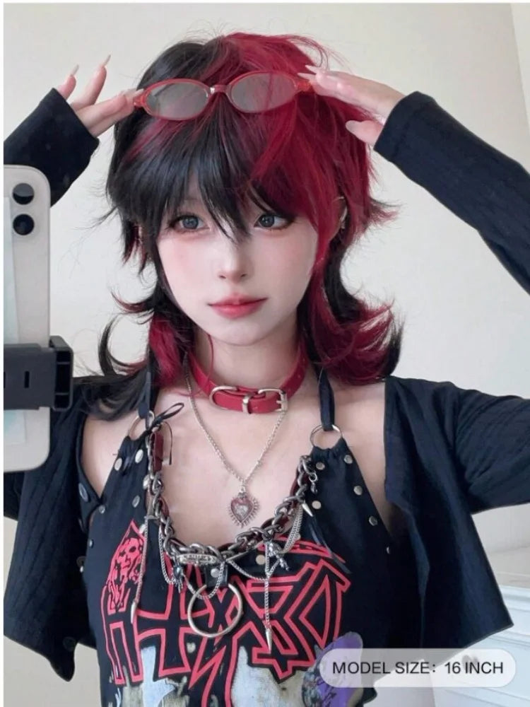 16-Inch Heat-Resistant Curly Cosplay Wig With Bangs
