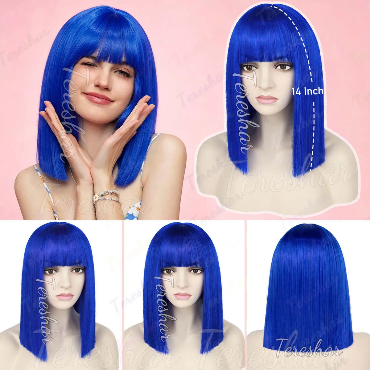 Short Straight Bob Wig with Bangs for Daily Wear and Costume Parties