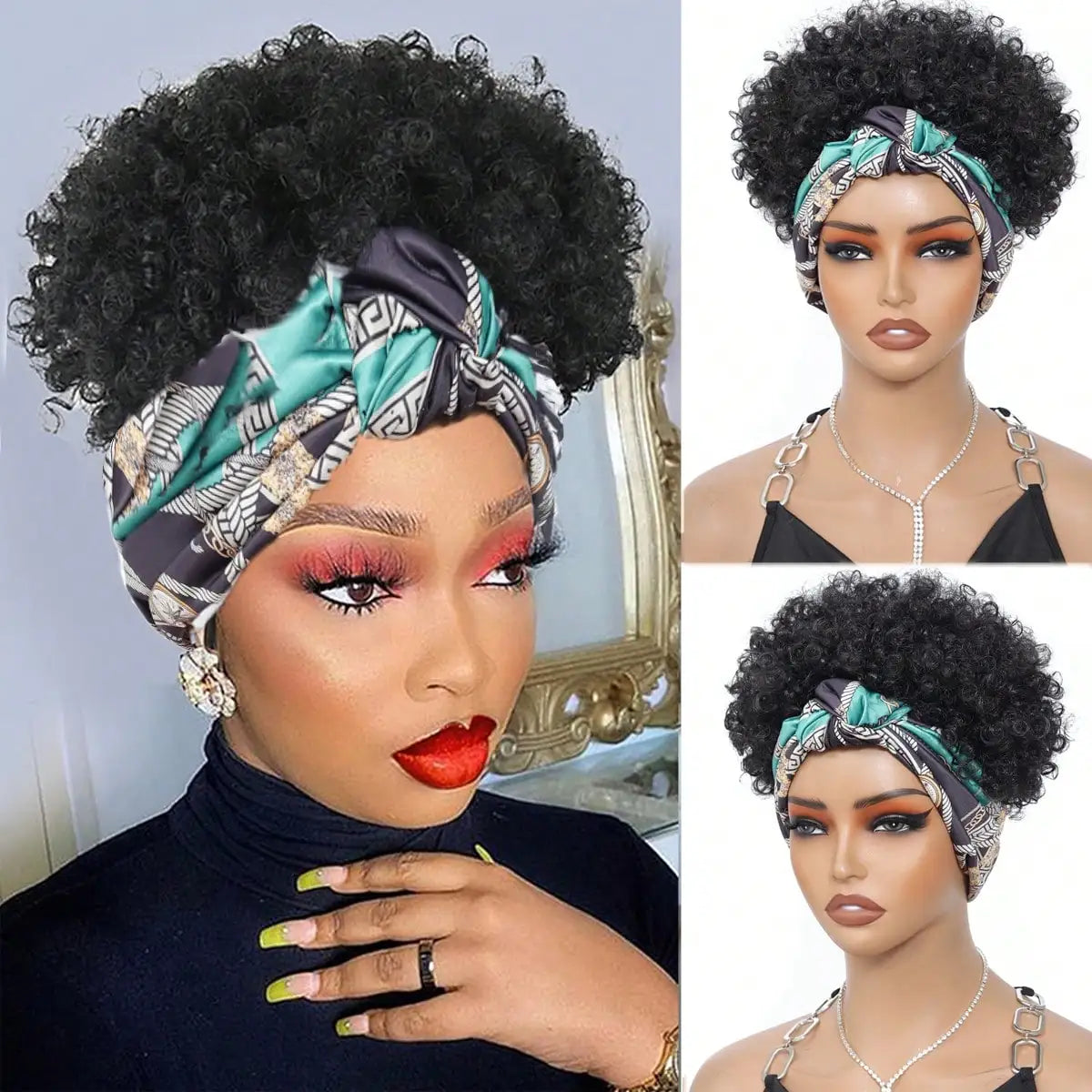 Short Afro Kinky Curly Headband Wig for Daily Styling