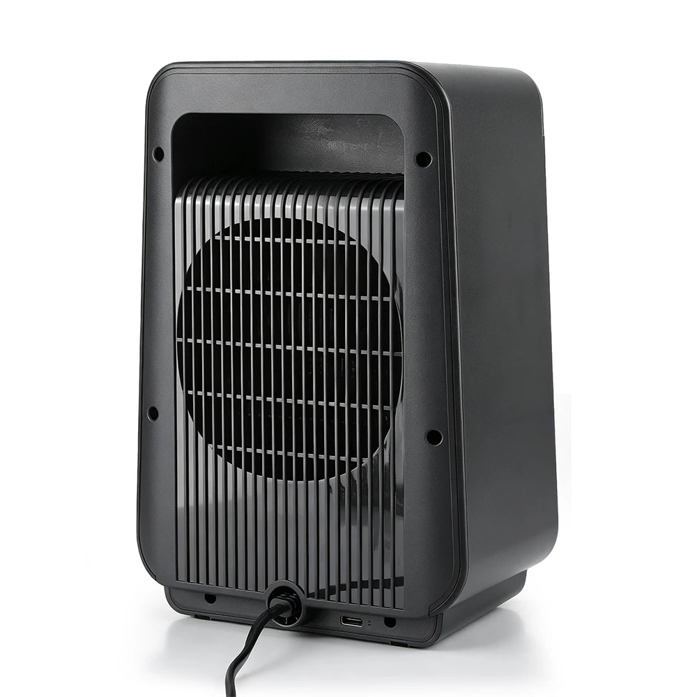 Portable Electric Space Heater with Ambient Flame Light and Timer