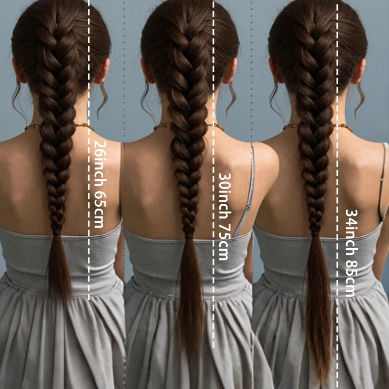 Long Braided Ponytail Extension for Women Synthetic Hairpiece - 3