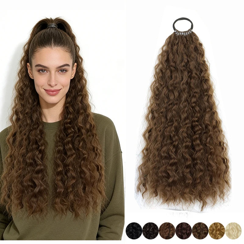 20-Inch Long Curly Ponytail Hair Extension for Instant Volume