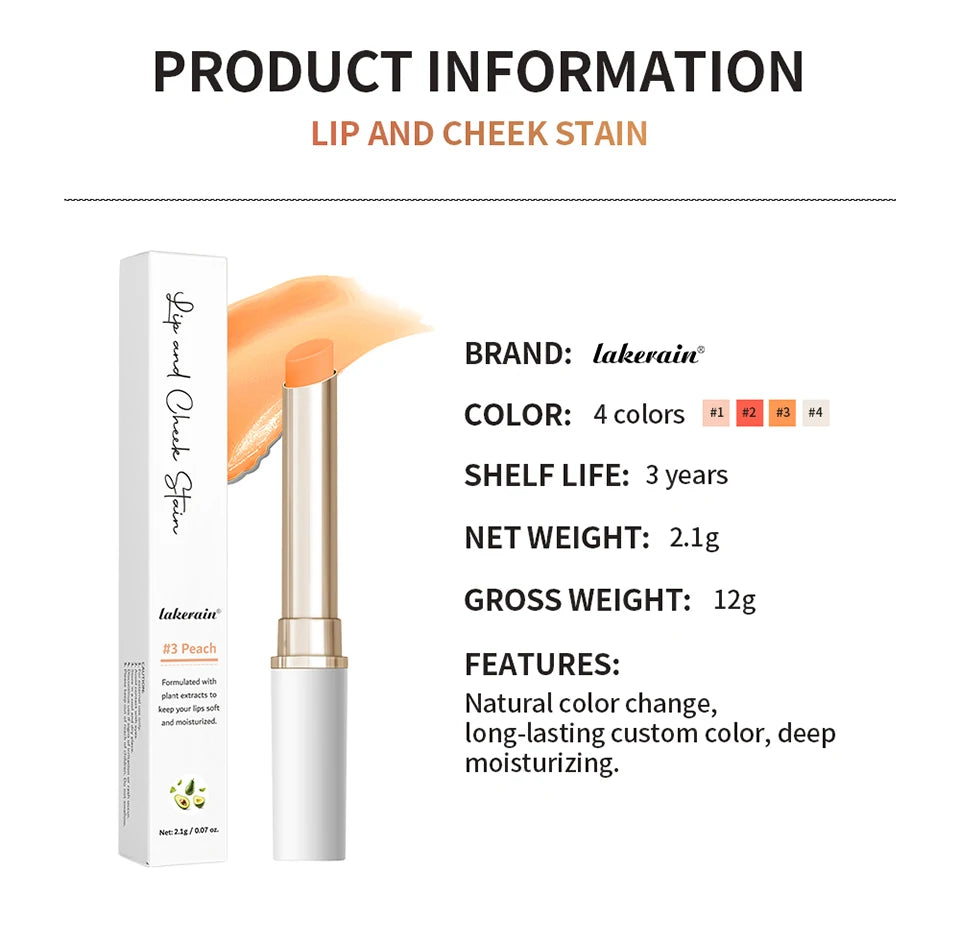 pH-Activated Color-Changing Lip and Cheek Stain Moisturizing Balm