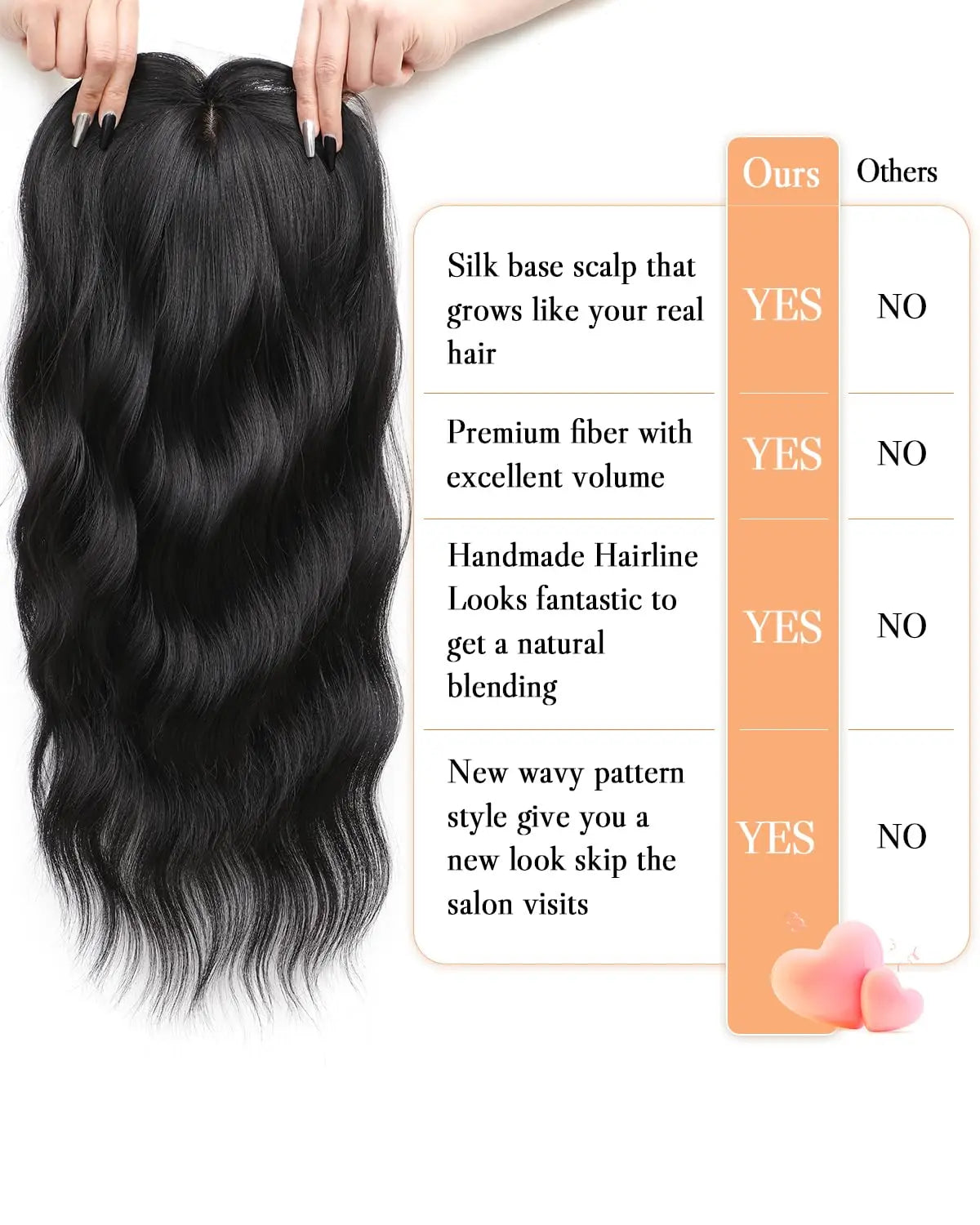Clip-In Hair Topper with Bangs for Natural Volume and Root Coverage - 6