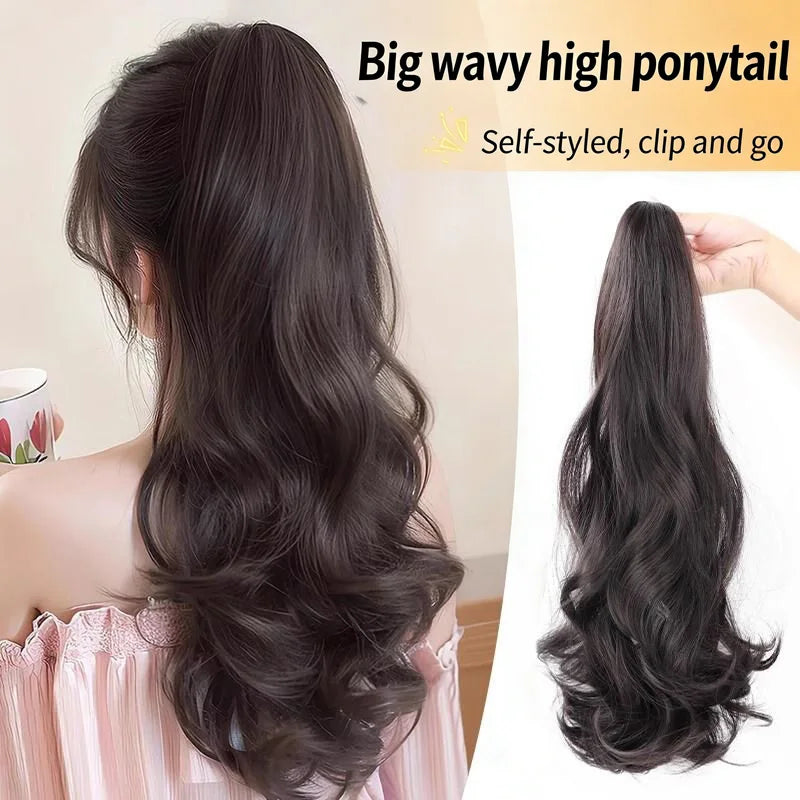 20-Inch Long Wavy Claw Clip Ponytail Extension - 2