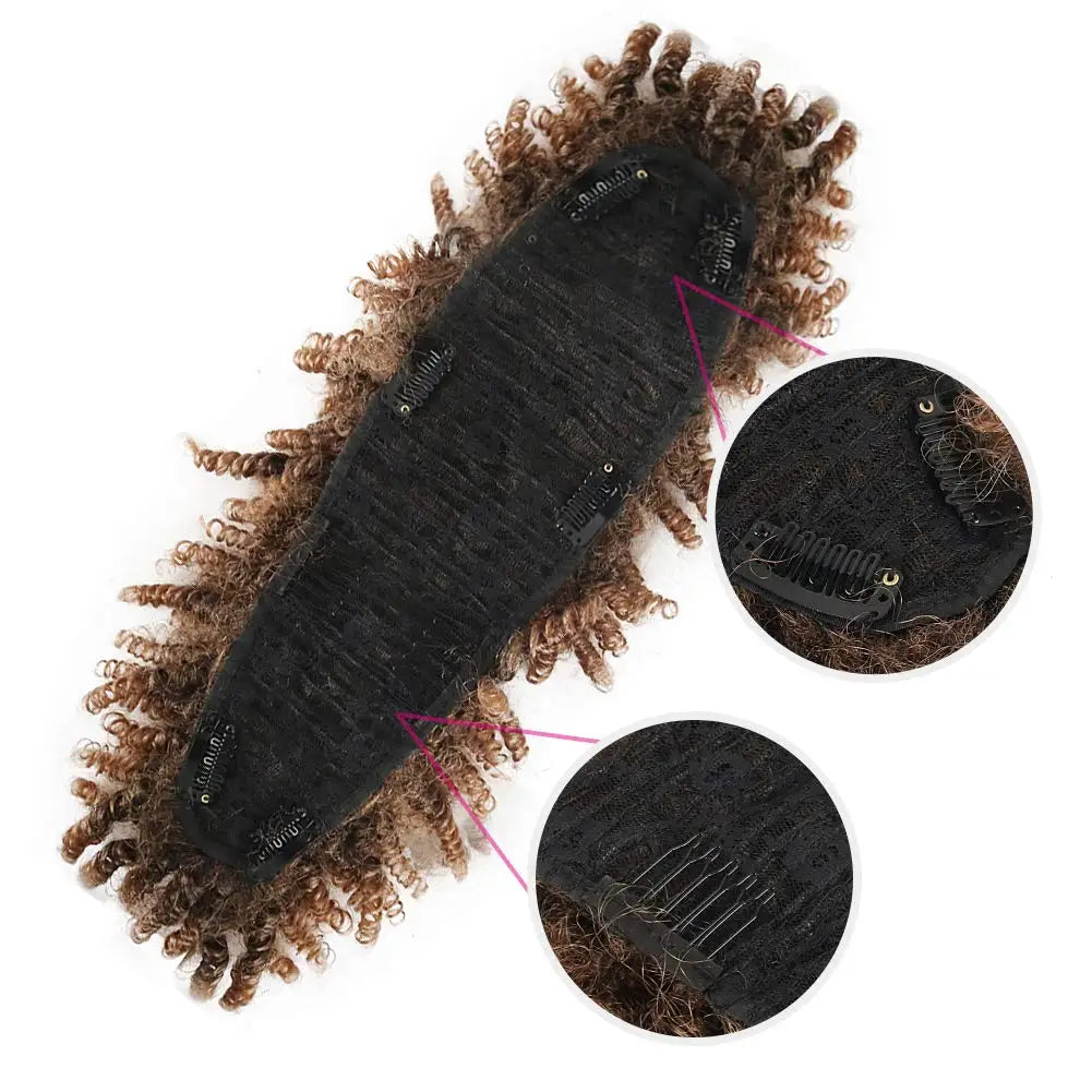 Curly Afro Mohawk Ponytail with Bangs Clip-In - 13