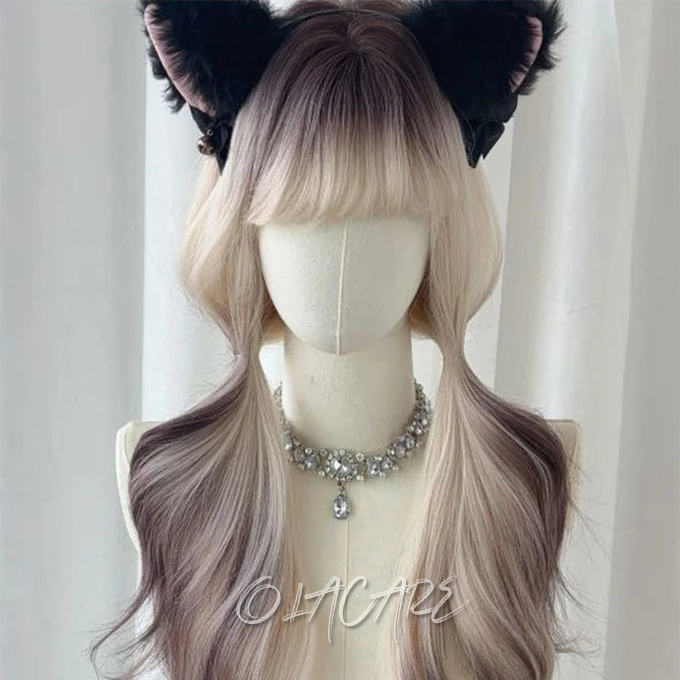 Long Straight Synthetic Wig with Bangs for Cosplay and Parties - 23