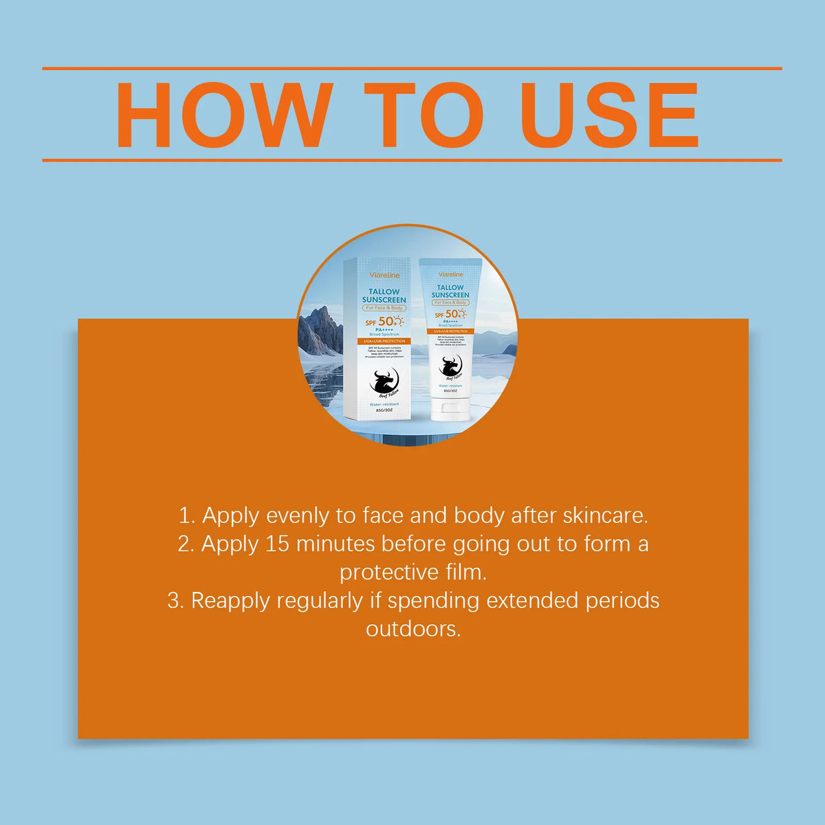 SPF 50 Tallow Sunscreen for Face and Body Hydration and Protection