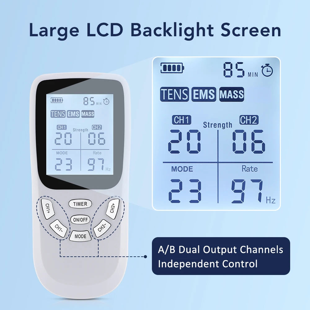 Digital TENS and EMS Muscle Stimulator for Pain Relief and Recovery