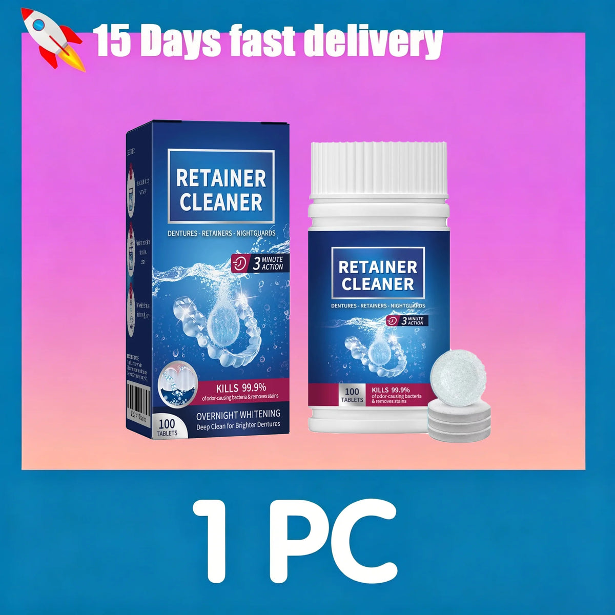 Denture and Retainer Cleaning Tablets for Deep Stain Removal