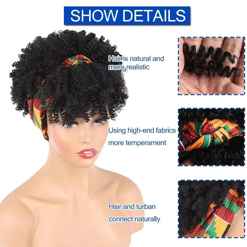 Short Kinky Curly Headband Wig for Daily Styling - 3