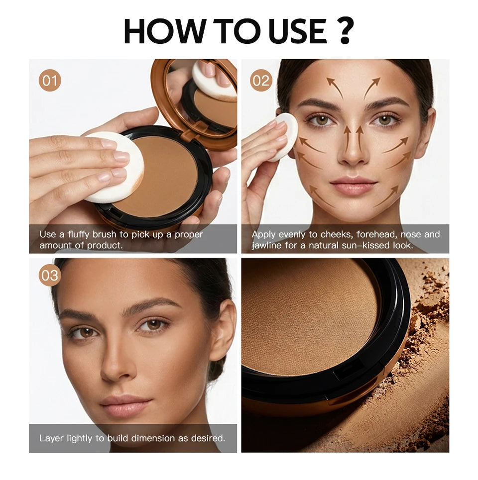 Matte Bronze Compact Powder for Natural Sun-Kissed Skin Coverage - 14