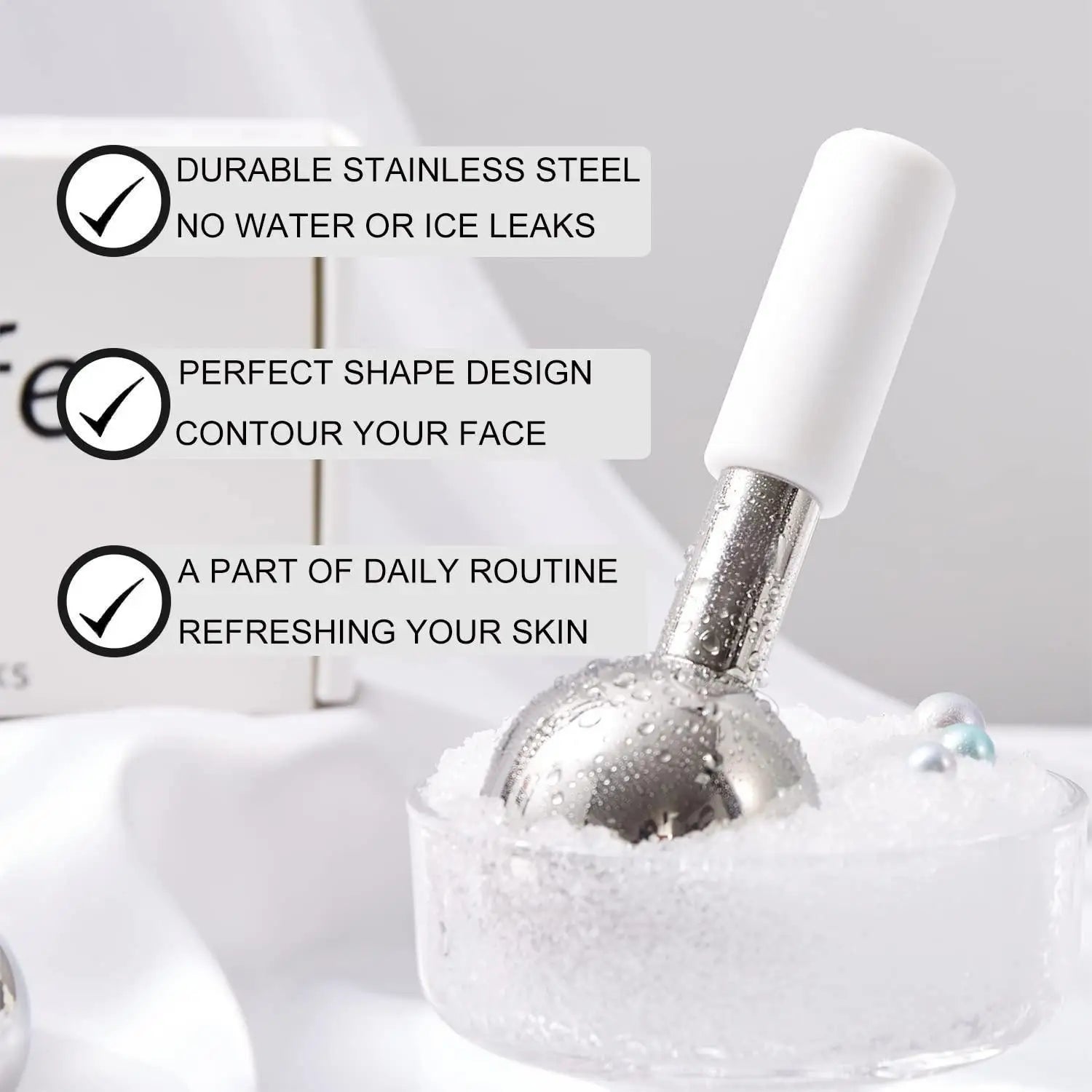 Stainless Steel Cooling Ice Globes for Facial Puffiness and Dark Circles - 4
