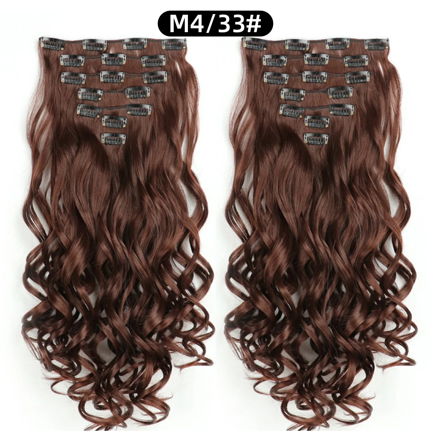 22 Inch Deep Wave Clip-In Hair Extensions Full Head Set - 33