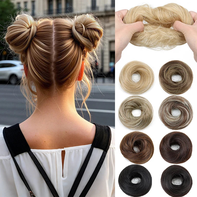 Messy Synthetic Hair Bun Scrunchie for Instant Volume