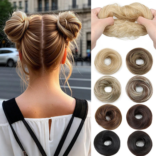 Messy Synthetic Hair Bun Scrunchie for Instant Volume