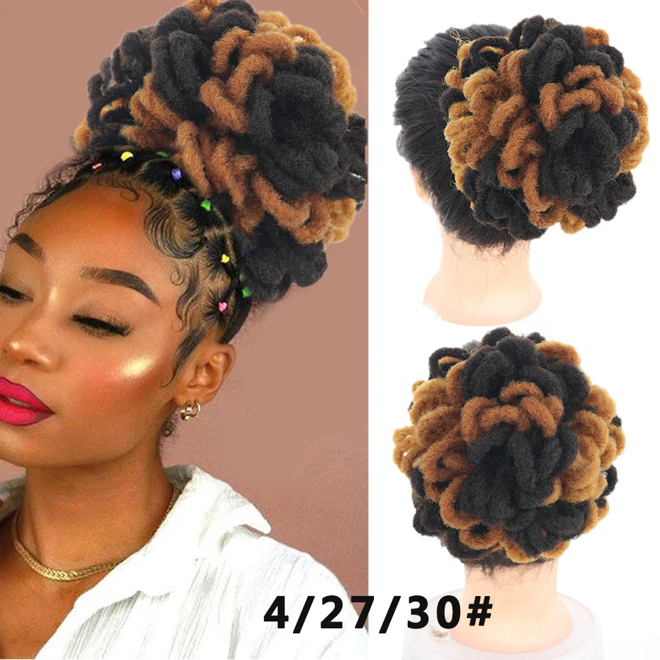 Synthetic Dreadlock Afro Puff Drawstring Ponytail Bun - 13