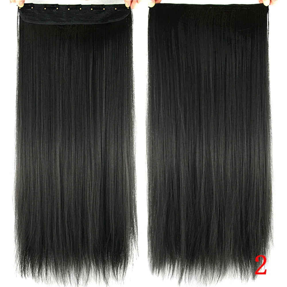Straight Synthetic Clip-In Hair Extensions for Instant Volume