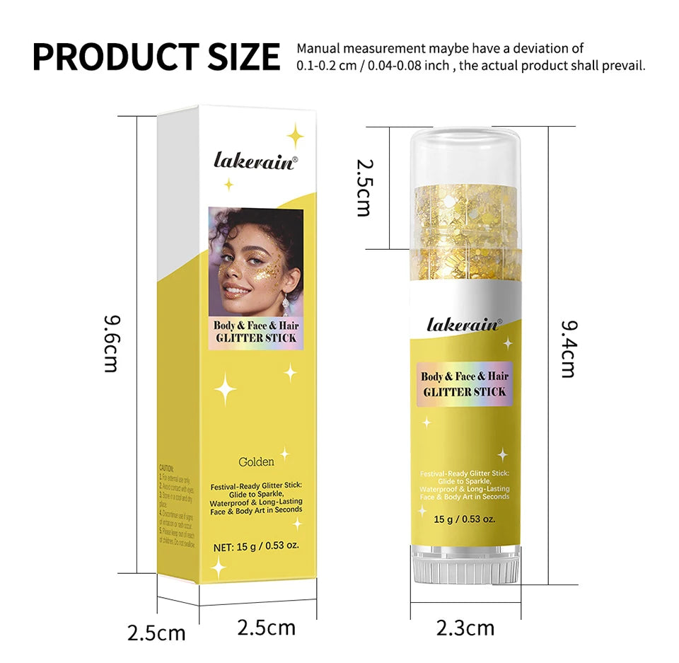 Shimmer Glitter Balm Stick for Face, Hair and Body Makeup