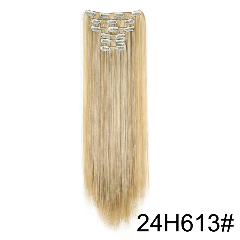 24-Inch Long Straight Clip-In Hair Extensions for Daily Wear - 27