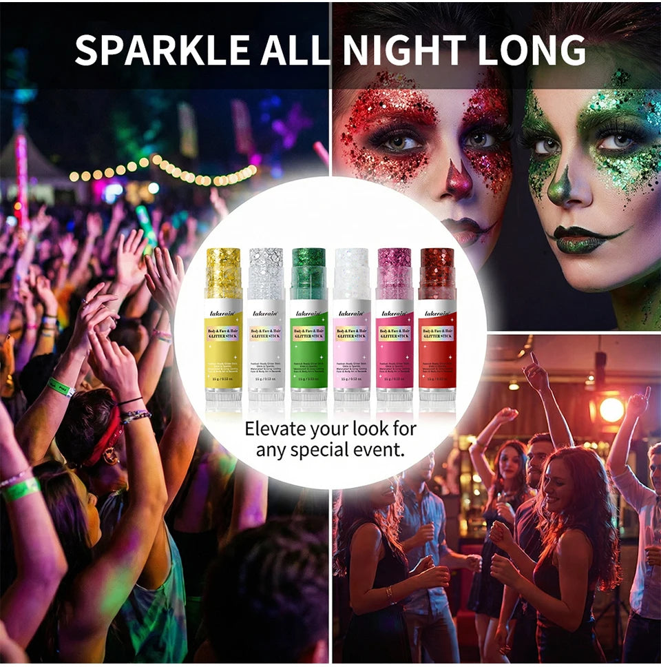 Shimmer Glitter Balm Stick for Face, Hair and Body Makeup
