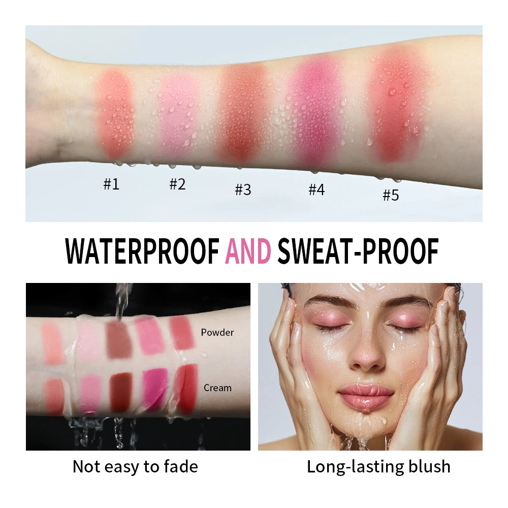 2-in-1 Cream and Powder Blush Palette for Long-Lasting Radiant Makeup