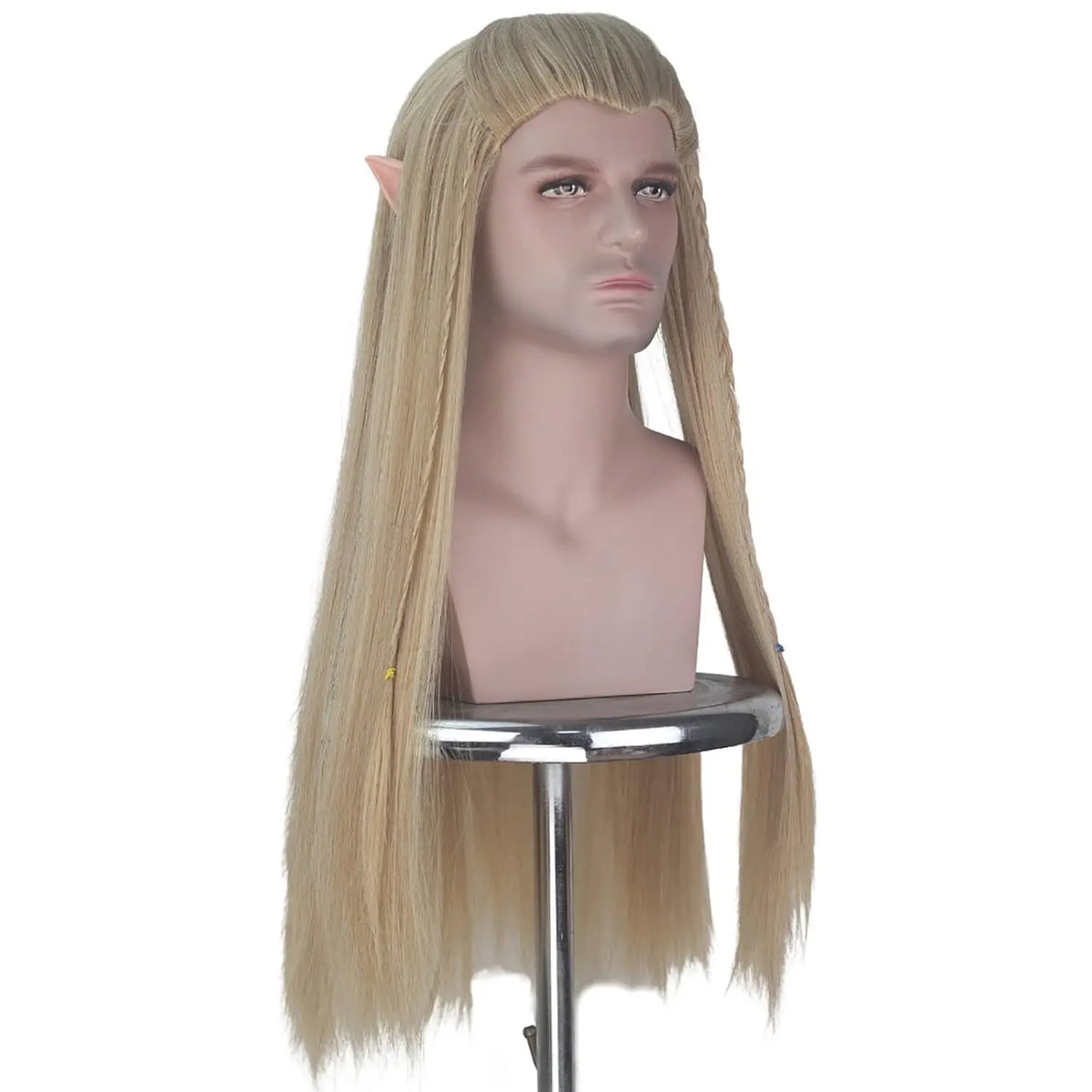 Ash Blonde Long Straight Cosplay Wig with Elf Ears for Men