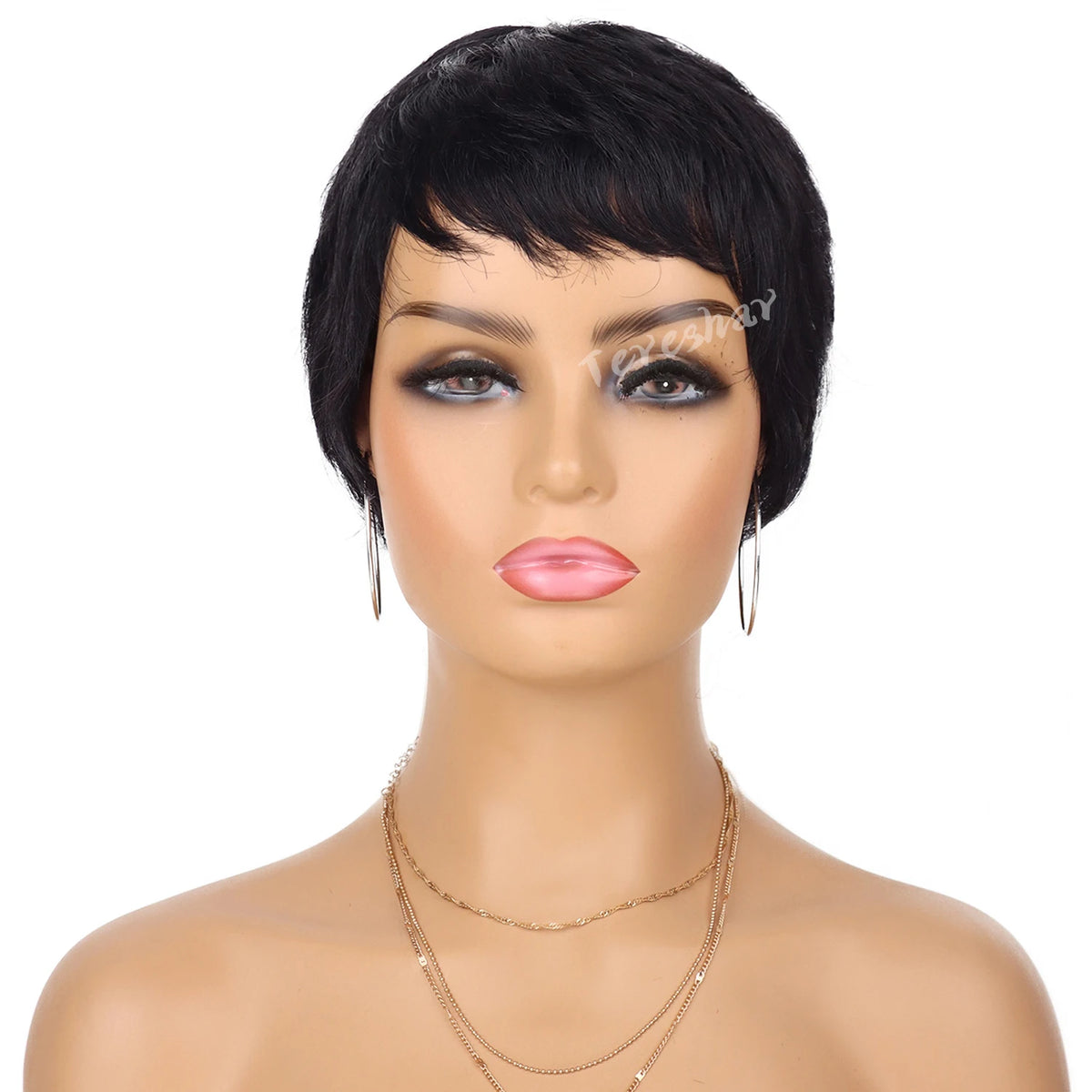 Short Layered Pixie Cut Wavy Synthetic Wig for Daily Wear