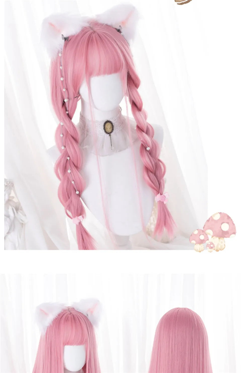 24-Inch Long Pink Cosplay Wig for Costumes - 10