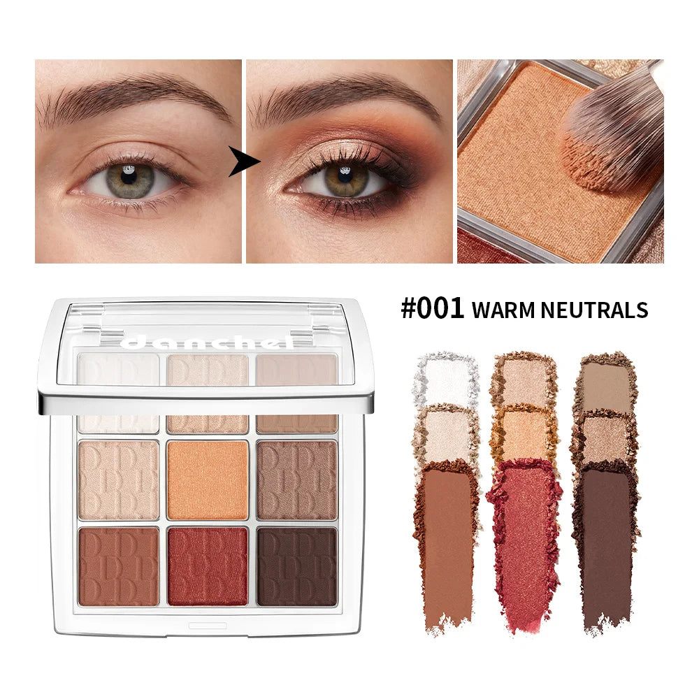 9-Color Professional Eyeshadow Palette for Matte and Shimmer Eye Makeup - 1