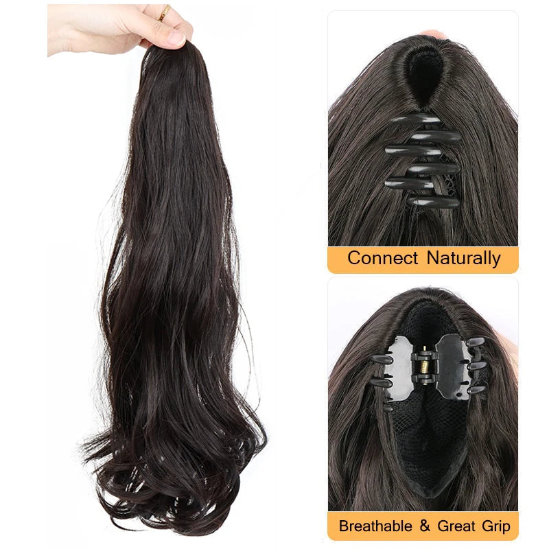 18-Inch Wavy Claw Clip Ponytail Hair Extension - 5