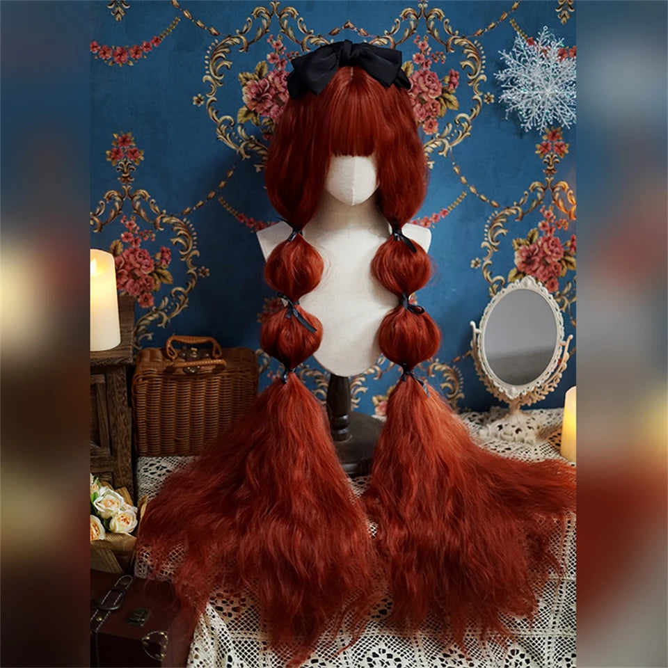 110cm Extra Long Wavy Cosplay Lolita Wig with Bangs - 12