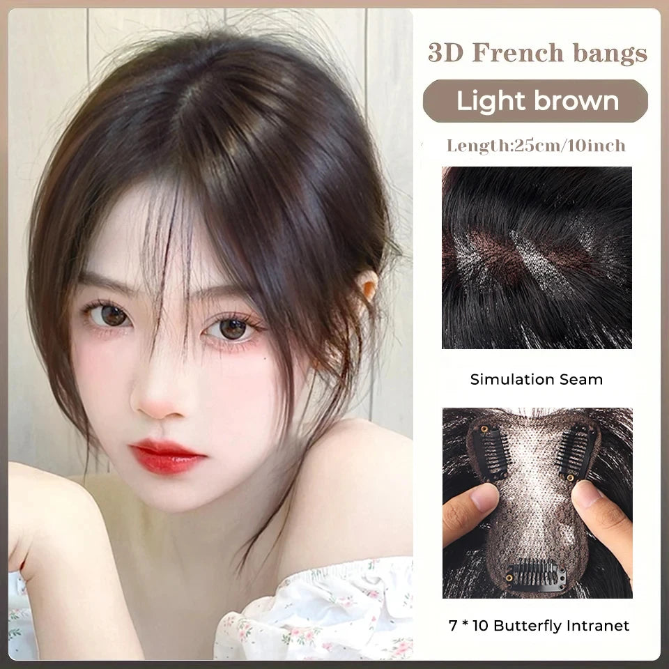 Clip-In Hair Topper Bangs Extension for Natural Volume and Style