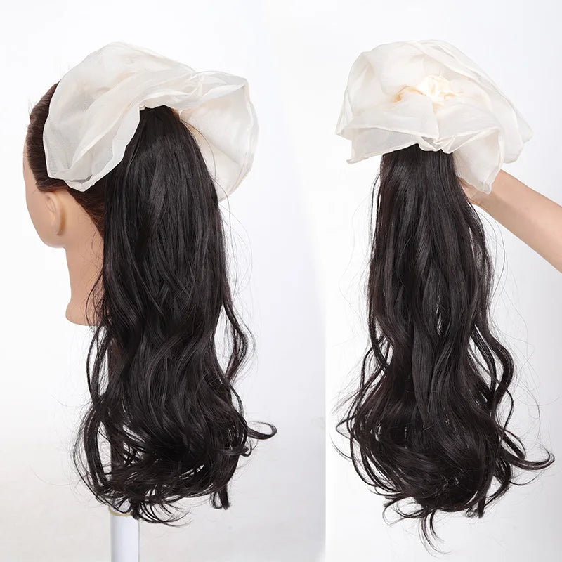 Wavy Ponytail Hair Extension with Elegant Bow Claw Clip - 5