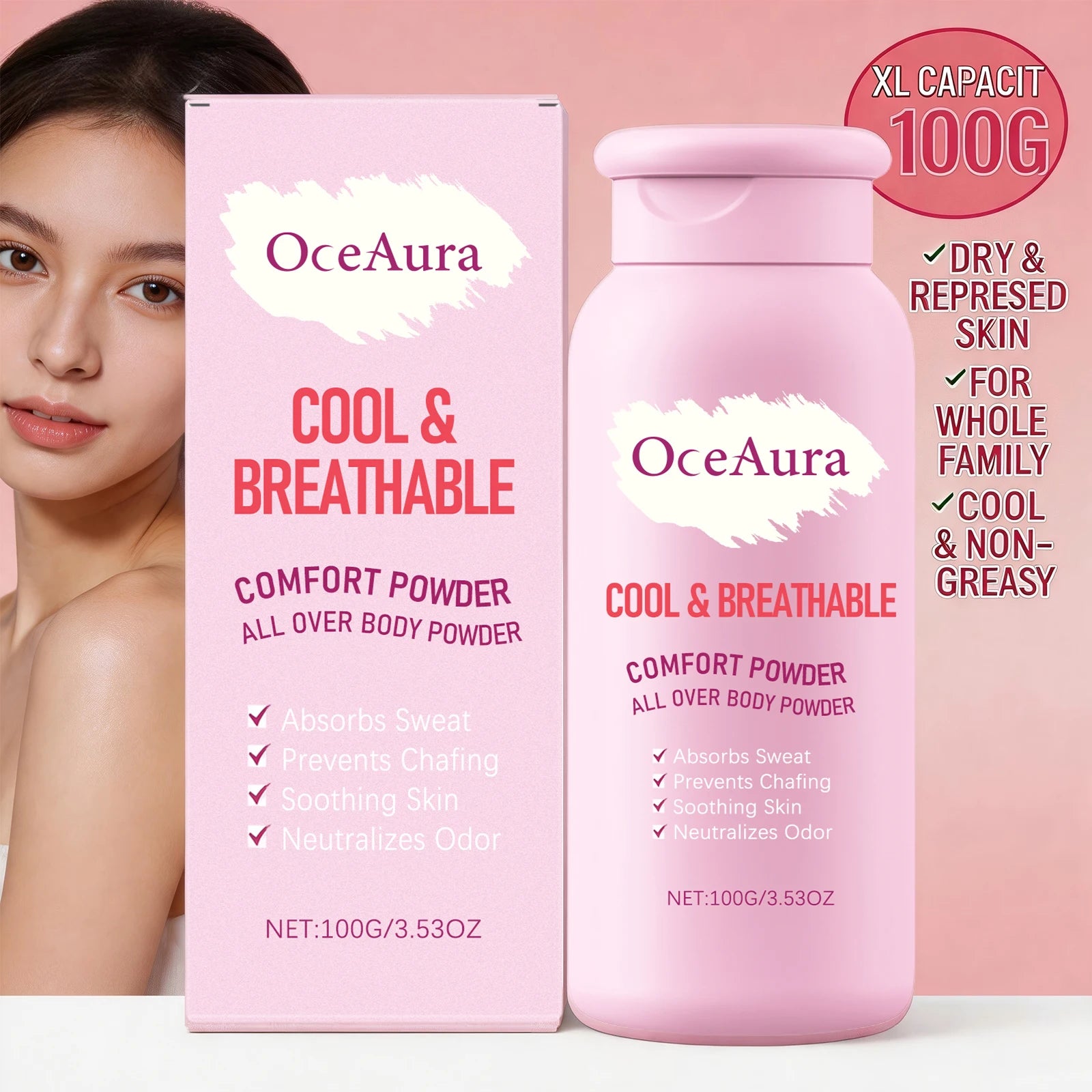 Cooling Sweat-Absorbent Full Body Comfort Powder for Daily Skin Freshness - 1