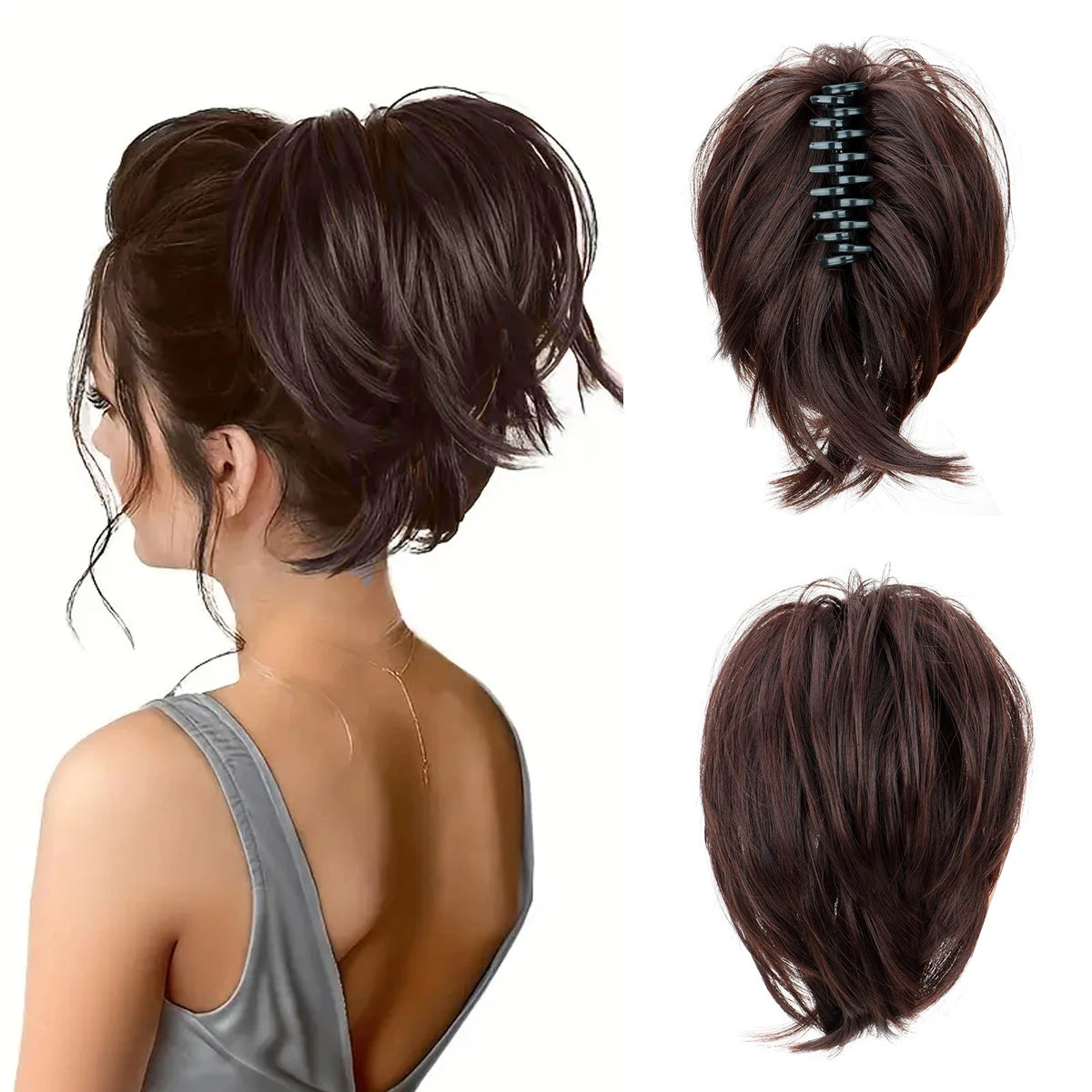Synthetic Claw Clip Ponytail Extension for Effortless Messy Hair Buns - 1
