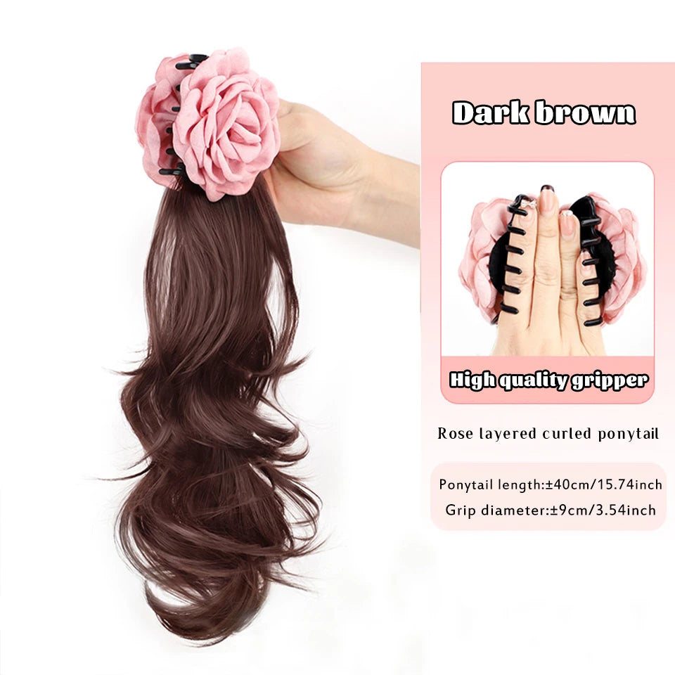 Wavy Ponytail Hair Extension with Rose Clip