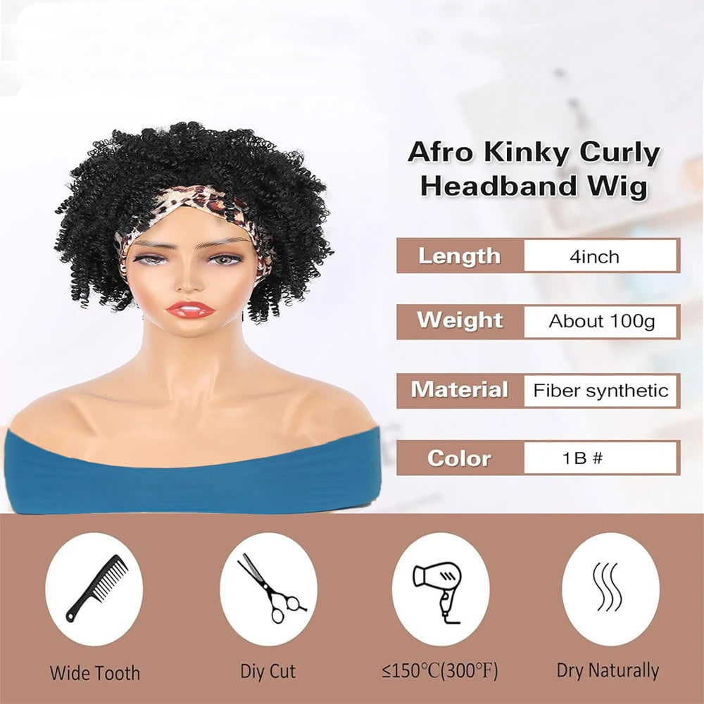 Short Kinky Curly Headband Wig for Easy Daily Styling - 5