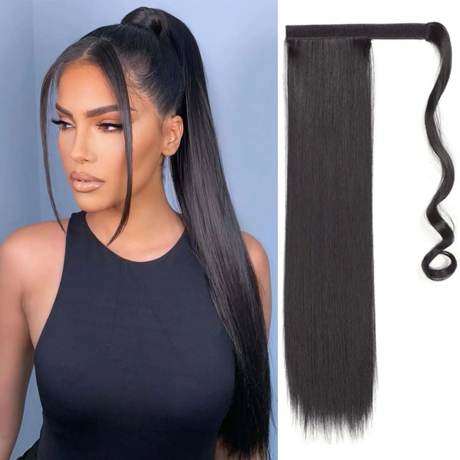 24 Inch Long Straight Wrap Around Ponytail Hair Extension for Women - 33