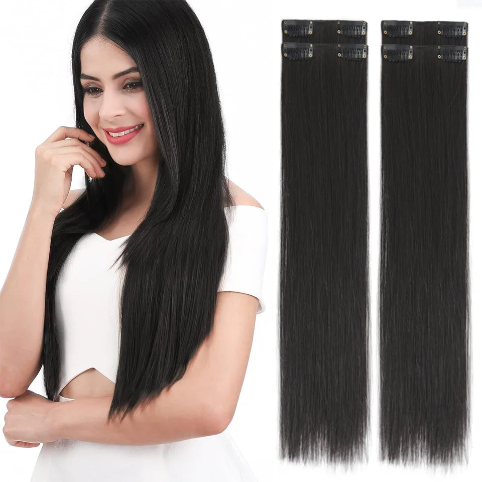 Straight Clip-In Synthetic Hair Extensions Set