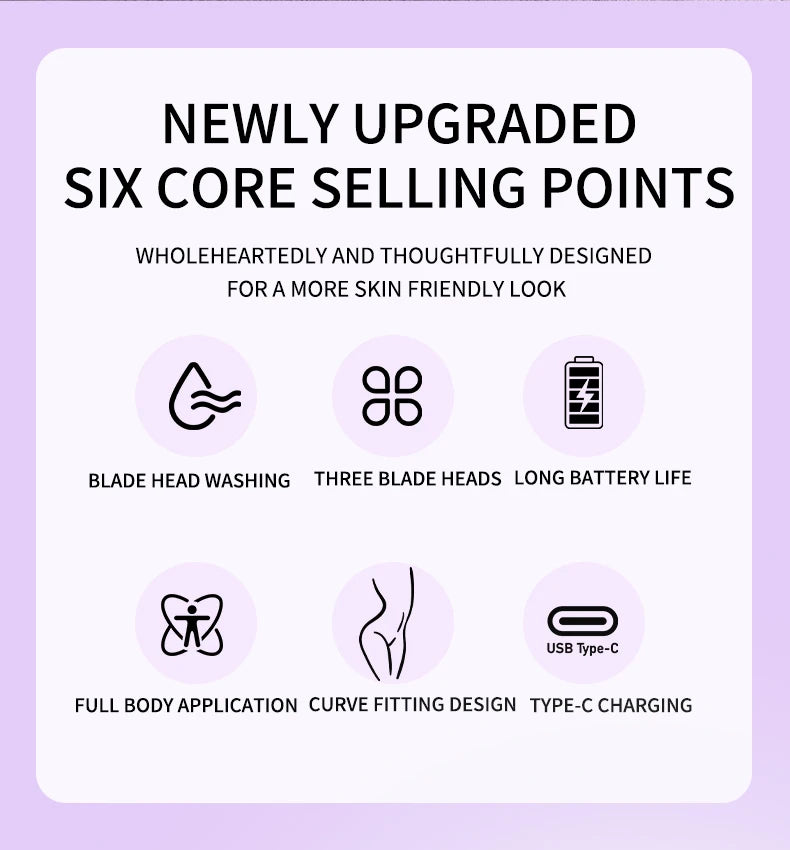 3-in-1 Electric Waterproof Bikini Trimmer and Body Hair Shaver for Women
