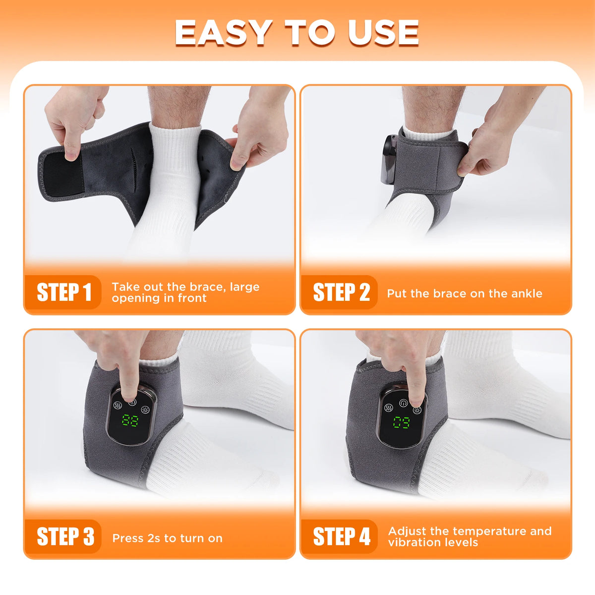 Heated Ankle Massager with Vibration for Pain Relief and Muscle Recovery